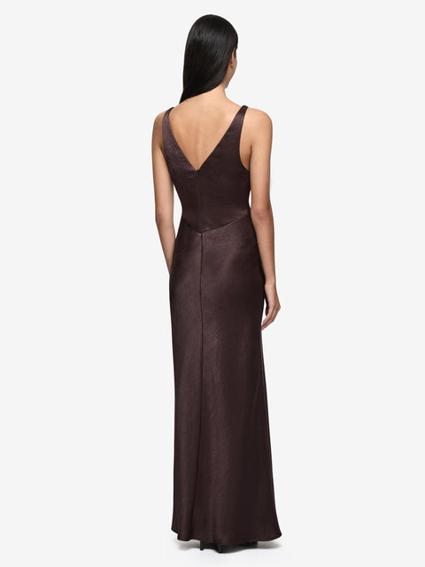 AUSTEN V NECK MAXI DRESS - DARK CHOCOLATE