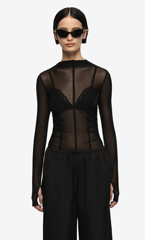 DELILA LONG SLEEVE TOP - BLACK