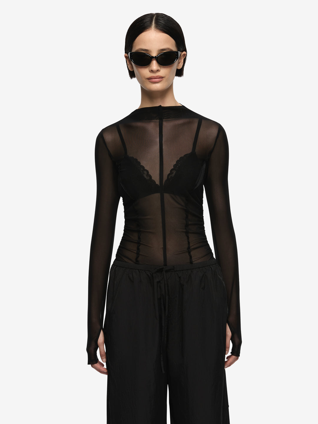 DELILA LONG SLEEVE TOP - BLACK