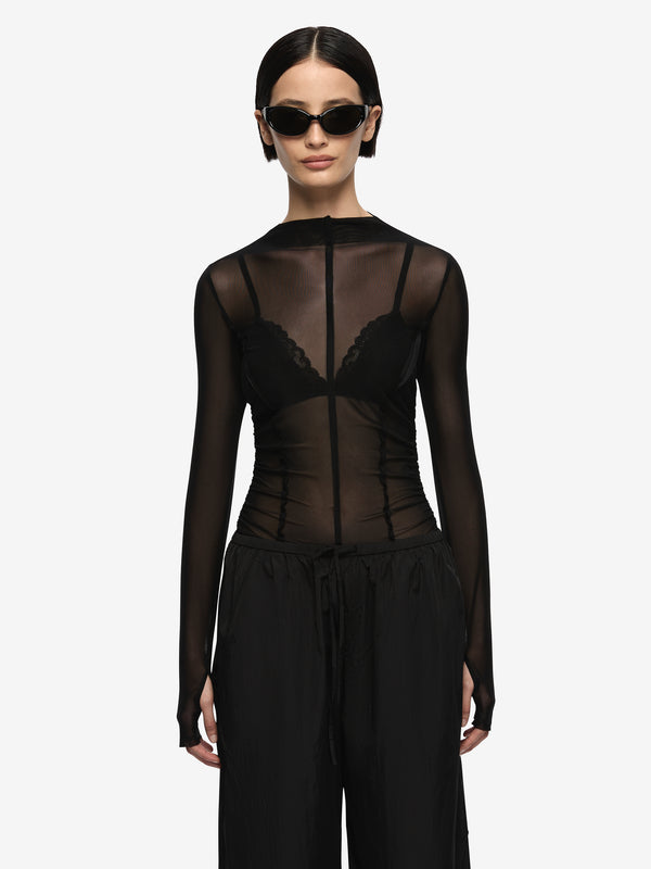 DELILA LONG SLEEVE TOP - BLACK