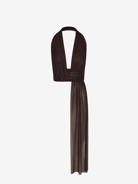 EVA DRAPE TOP - DARK CHOCOLATE