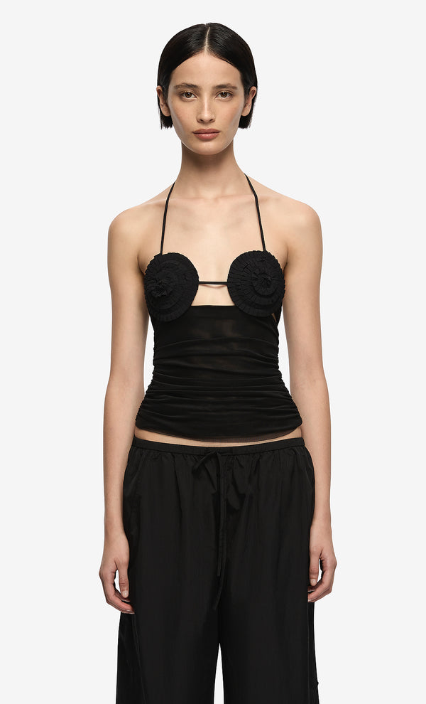 DELILA SPIRAL TOP - BLACK