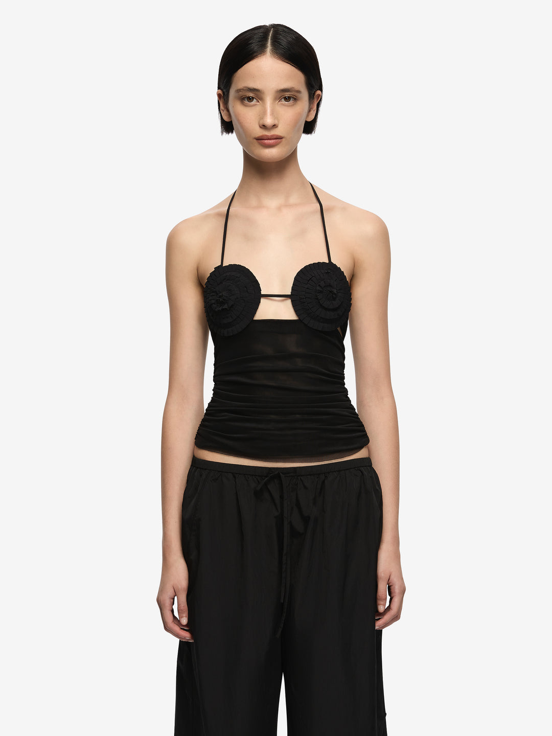 DELILA SPIRAL TOP - BLACK