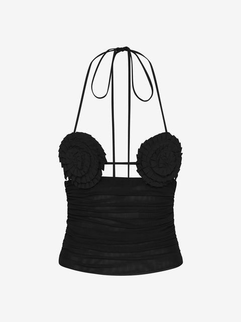 DELILA SPIRAL TOP - BLACK