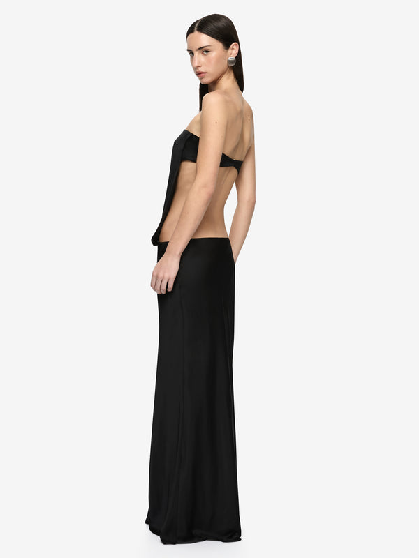 black strapless formal dress australia Classic Black Satin Ballgown with Strapless Sweetheart Neckline
