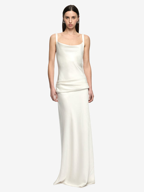 MELODY COWL NECK MAXI DRESS - IVORY