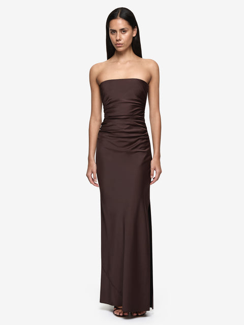 ETERNITY STRAPLESS MAXI DRESS - DARK CHOCOLATE