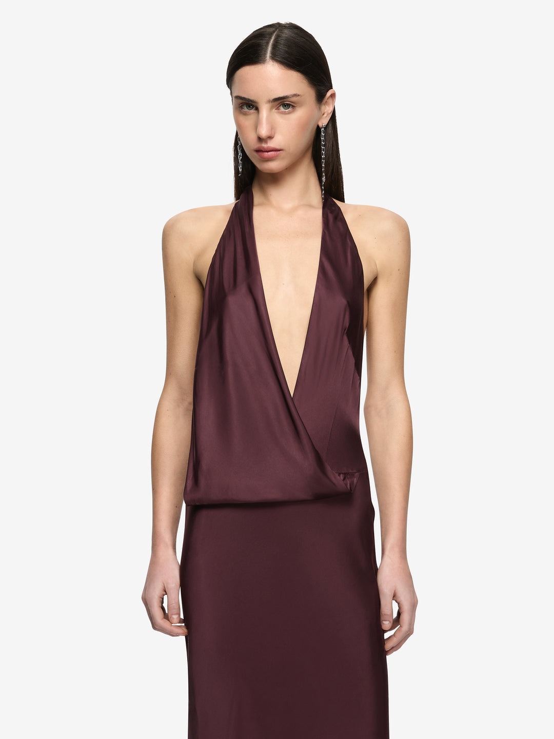 MYA V MAXI DRESS  - AUBERGINE