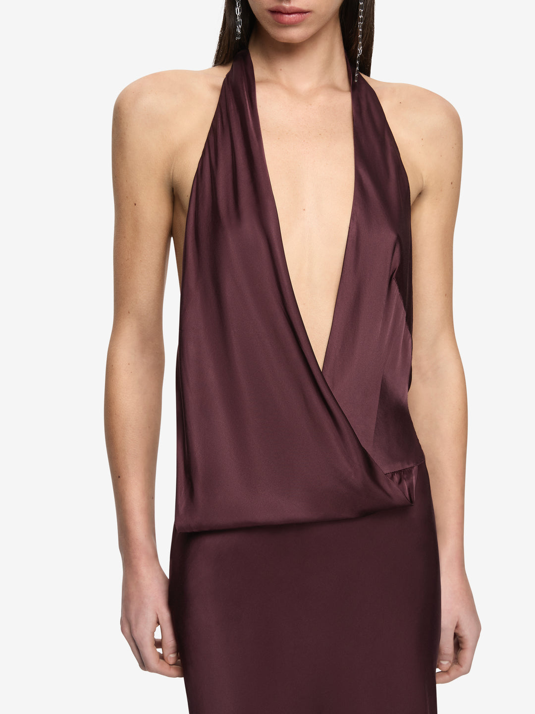 MYA V MAXI DRESS  - AUBERGINE