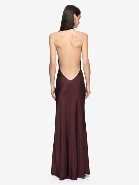 MYA V MAXI DRESS  - AUBERGINE