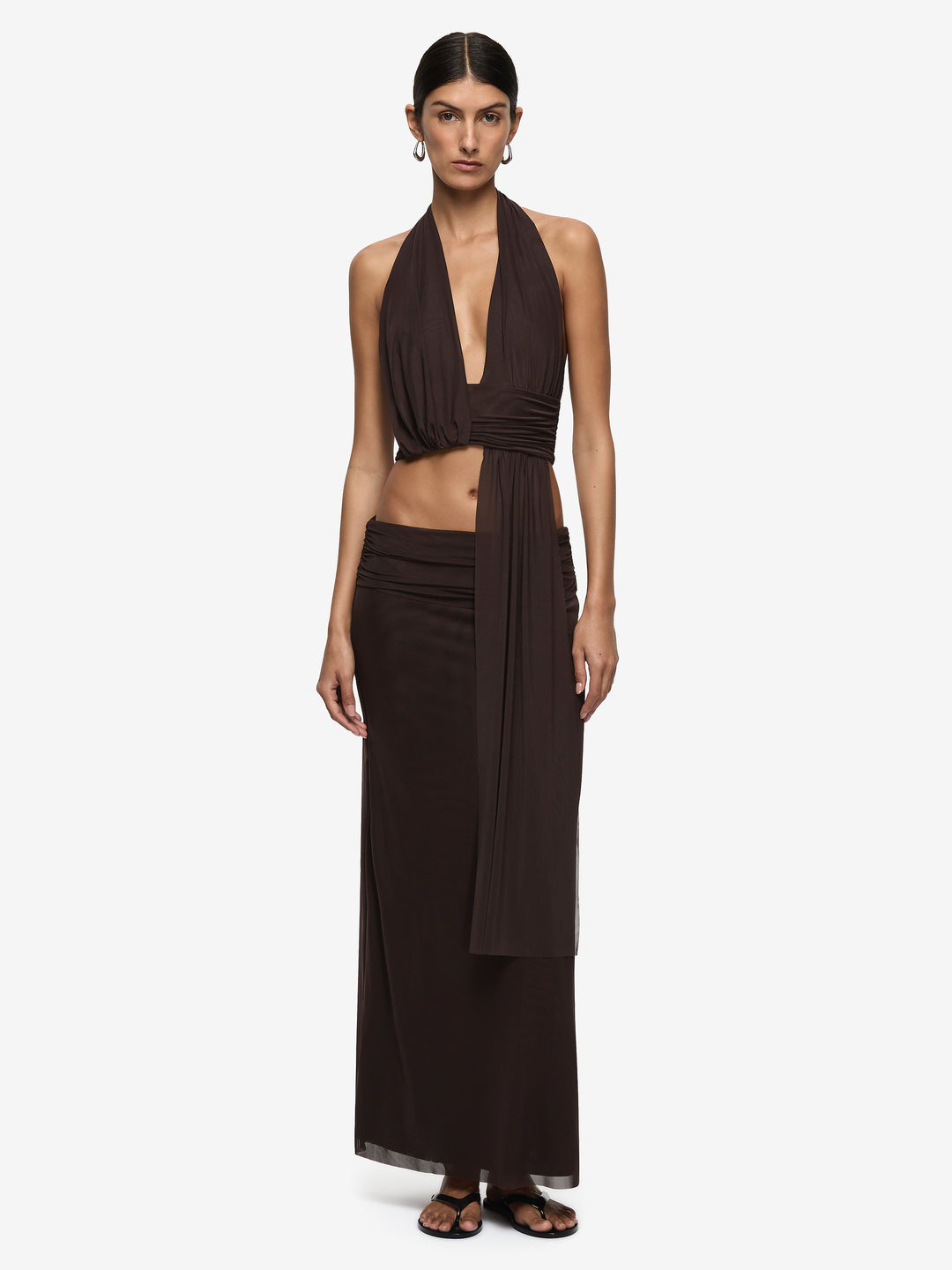 EVA DRAPE TOP - DARK CHOCOLATE