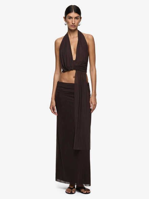 EVA DRAPE TOP - DARK CHOCOLATE