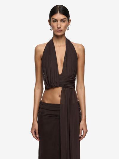 EVA DRAPE TOP - DARK CHOCOLATE