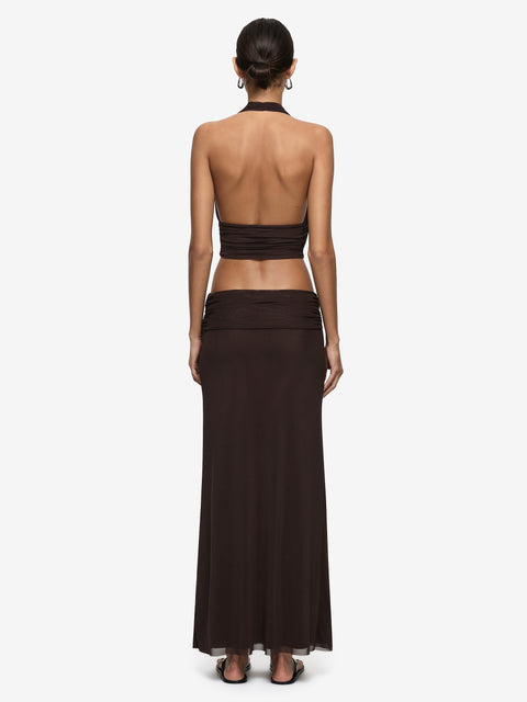 EVA MAXI SKIRT - DARK CHOCOLATE