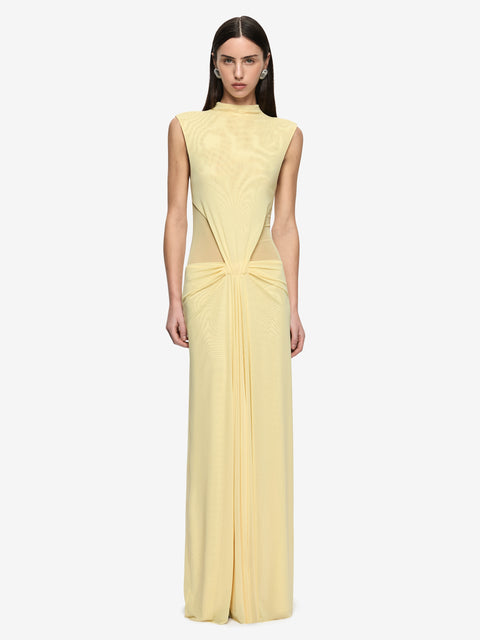 ODEA GATHERED MAXI DRESS - LEMON CREAM