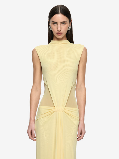 ODEA GATHERED MAXI DRESS - LEMON CREAM
