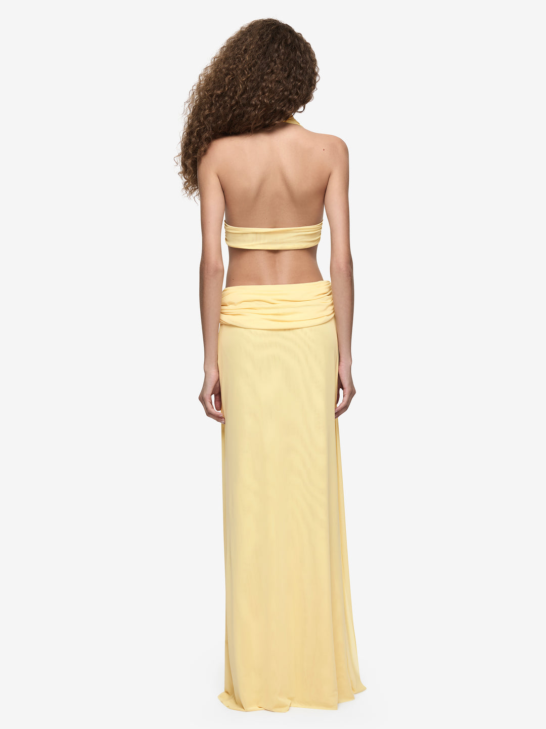 CHARLIZE HALTER MAXI DRESS - LEMON CREAM
