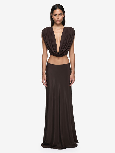 KATARINA MAXI SKIRT - DARK CHOCOLATE
