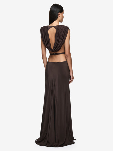 KATARINA MAXI SKIRT - DARK CHOCOLATE