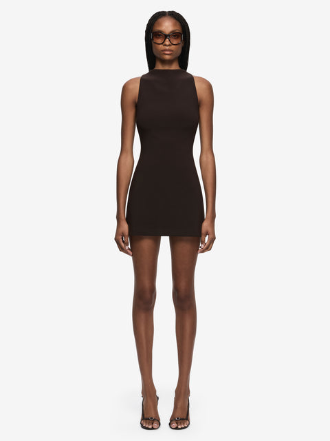 GEMMA RACER MINI DRESS - ESPRESSO