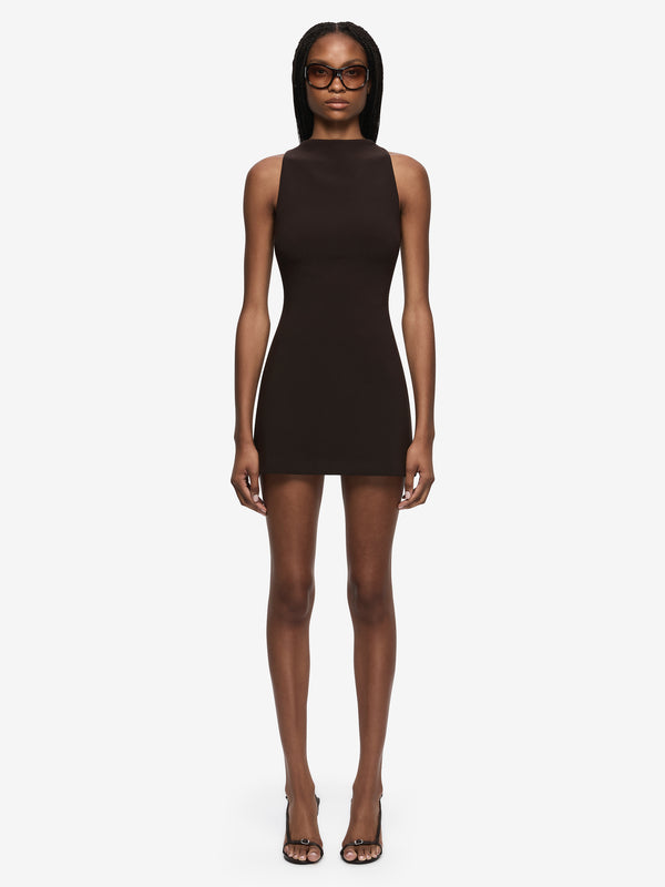 GEMMA RACER MINI DRESS - ESPRESSO