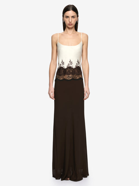 ORSINA SCOOP MAXI DRESS - BITTER CHOC/BUTTERCREAM