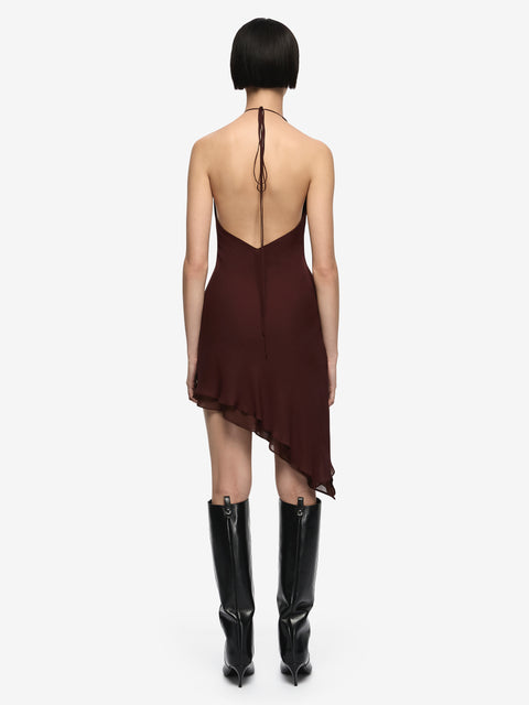 AMANDA HALTER ASYM DRESS - RAISIN