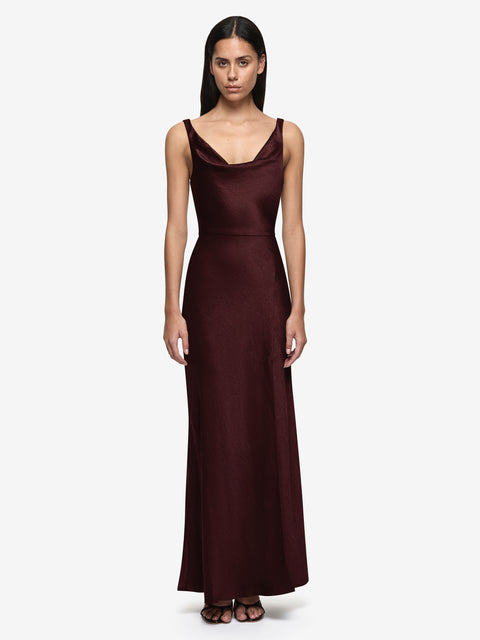 AUSTEN COWL NECK MAXI DRESS - PLUM