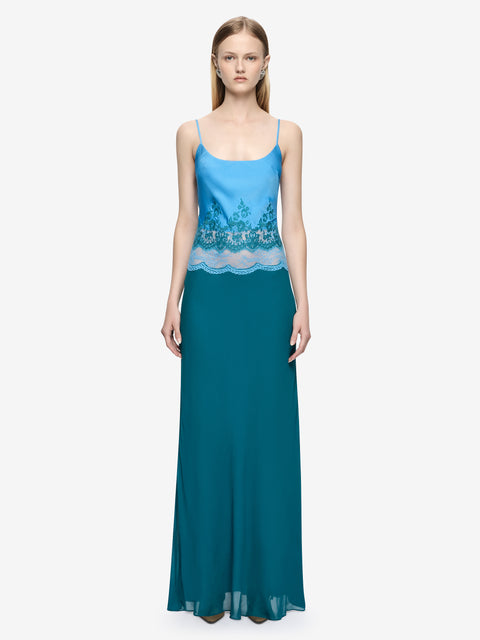 ORSINA SCOOP MAXI DRESS - AZURE BLUE/JADE