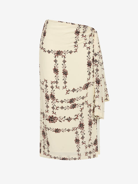 MYAH MIDI SKIRT - GEO VINE FLORAL CREAM