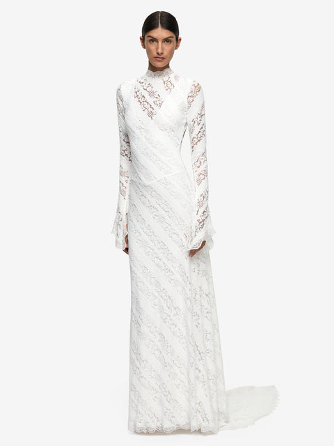 HENRIETTA LONG SLEEVE GOWN - WHITE