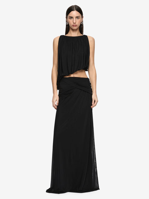 ANYA GATHERED MAXI DRESS - BLACK