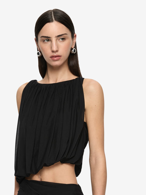 ANYA GATHERED MAXI DRESS - BLACK