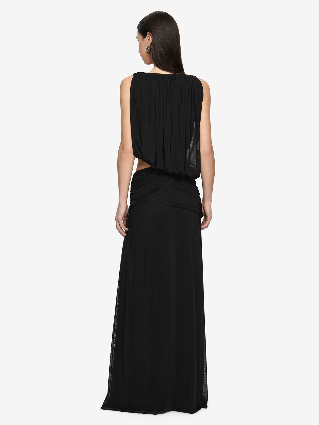 ANYA GATHERED MAXI DRESS - BLACK