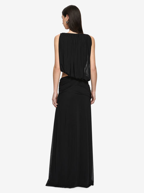 ANYA GATHERED MAXI DRESS - BLACK