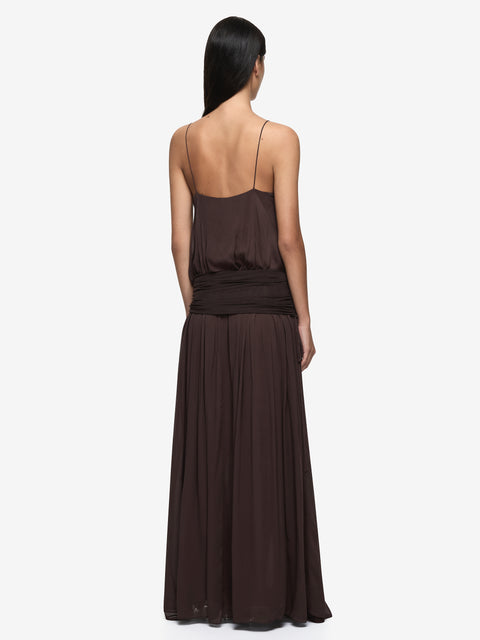 CAMILLE BLOUSON DRESS - DARK CHOCOLATE