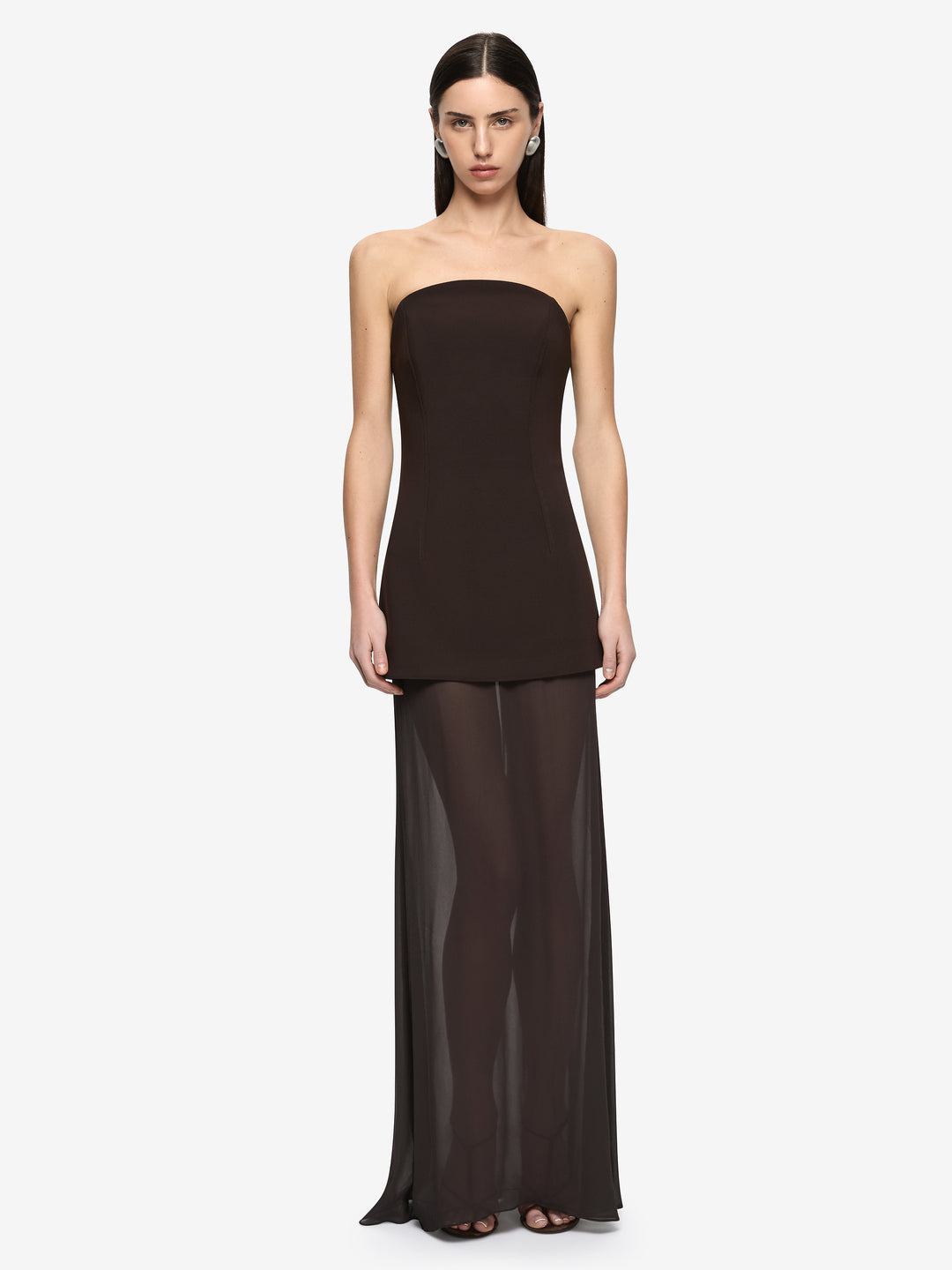 THEODORA STRAPLESS MAXI DRESS - ESPRESSO