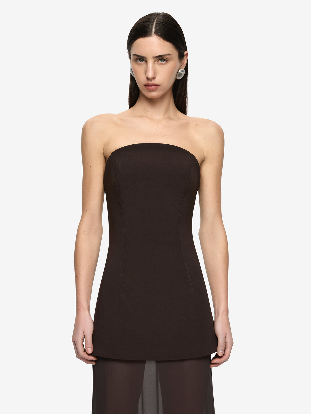 THEODORA STRAPLESS MAXI DRESS - ESPRESSO