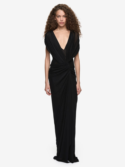 LEIA DRAPE MAXI DRESS - BLACK
