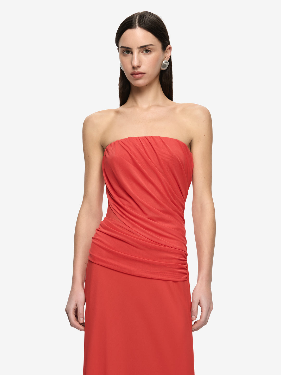 XANTHI STRAPLESS MAXI DRESS - FLAME
