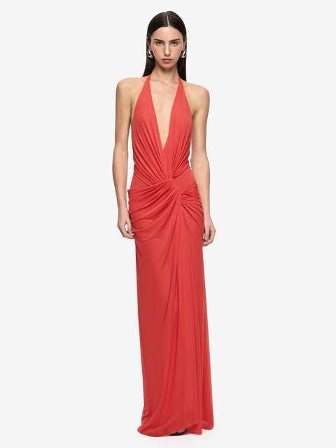 XANTHI V NECK MAXI DRESS - FLAME