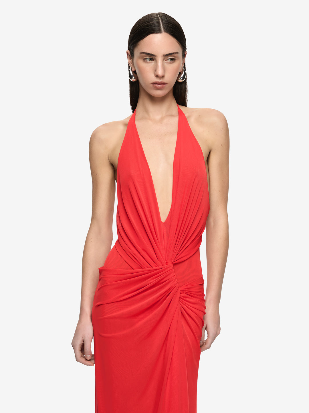 XANTHI V NECK MAXI DRESS - FLAME