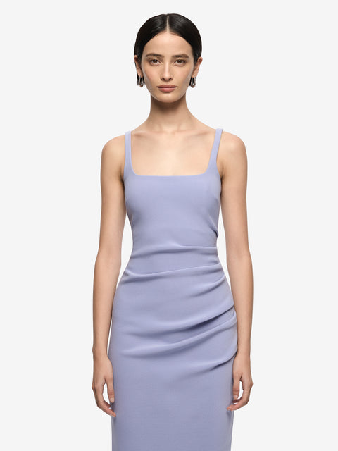 KARINA TUCK MIDI DRESS - PERIWINKLE