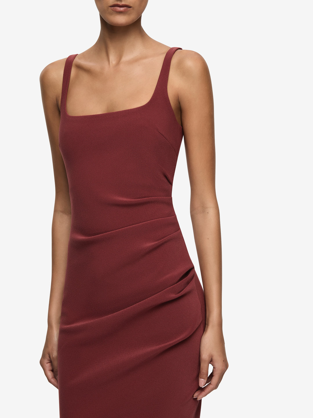 KARINA TUCK MIDI DRESS - SANGRIA