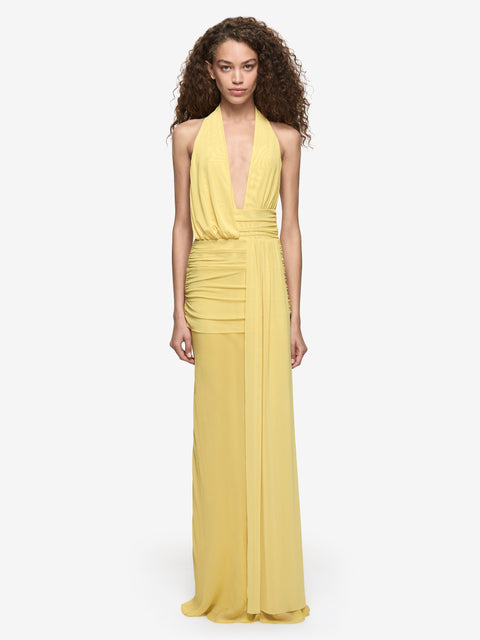 CASSIS DRAPE MAXI DRESS - CITRON