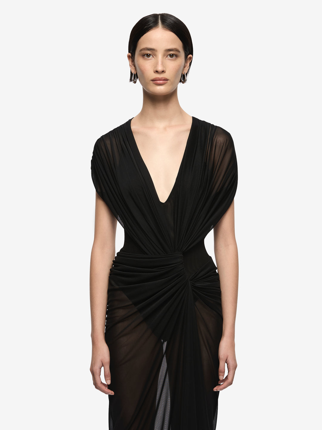 LEIA DRAPE MAXI DRESS - BLACK
