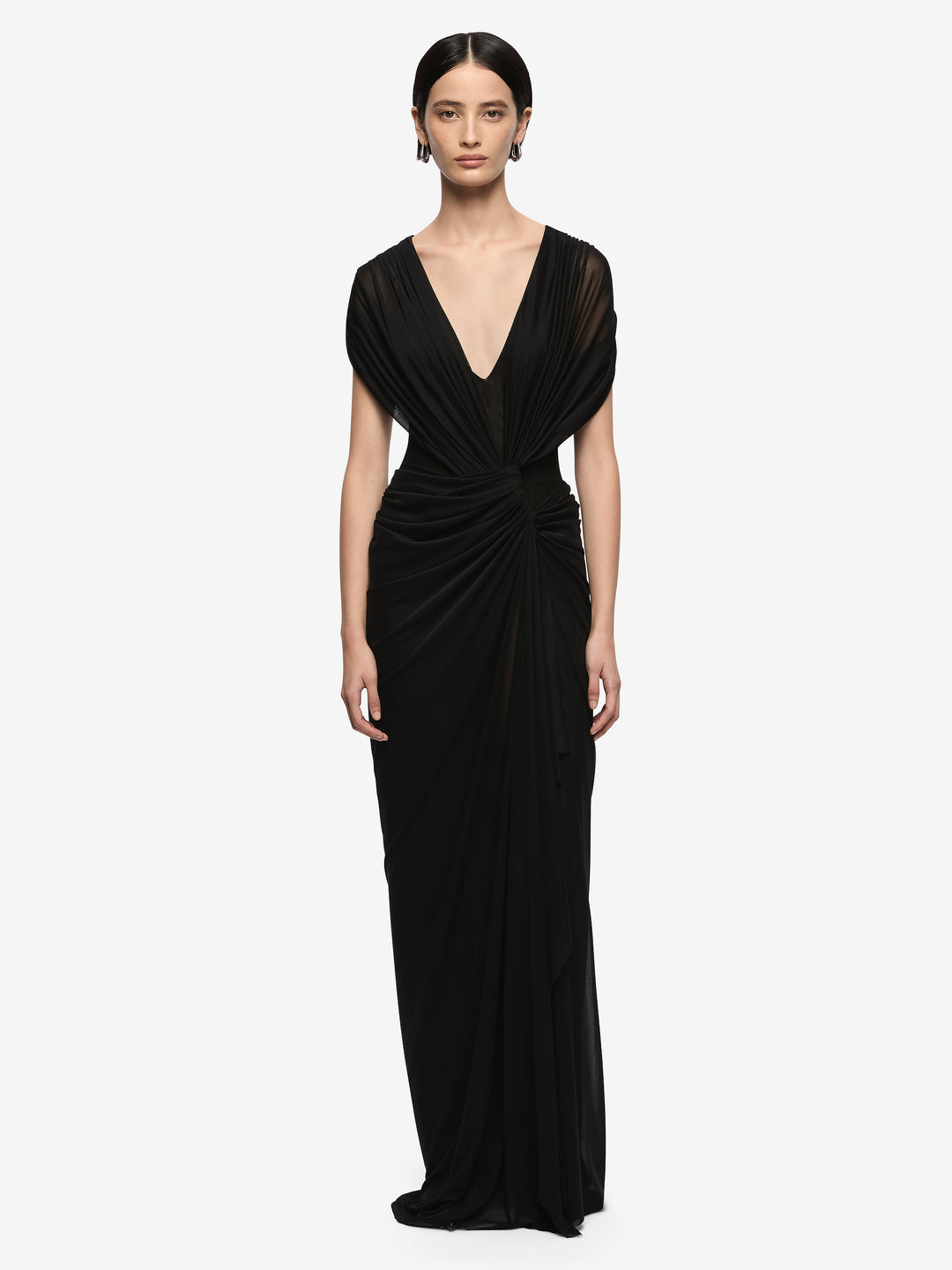 LEIA DRAPE MAXI DRESS - BLACK