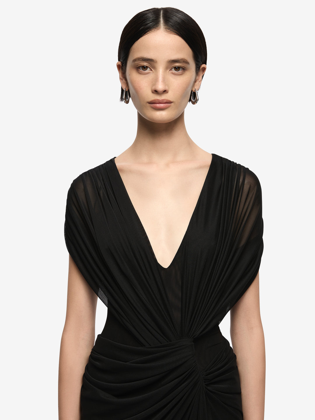 LEIA DRAPE MAXI DRESS - BLACK