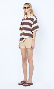 MYLO JERSEY TEE - IVORY/CHOC STRIPE