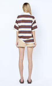MYLO JERSEY TEE - IVORY/CHOC STRIPE